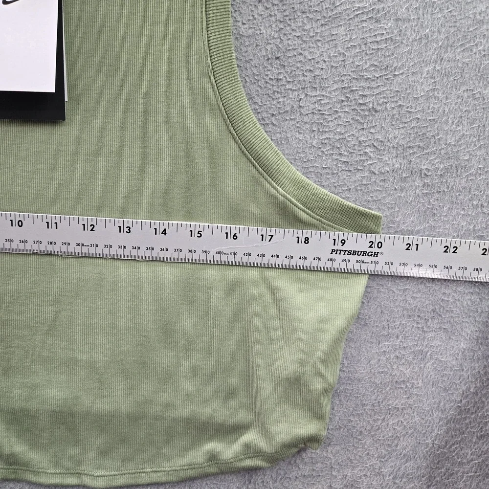 Nike Women Tank Top XL Green Activewear Logo Lifestyle Ribbed Crew Neck NWT‎